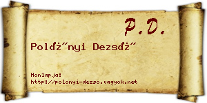 Polónyi Dezső névjegykártya